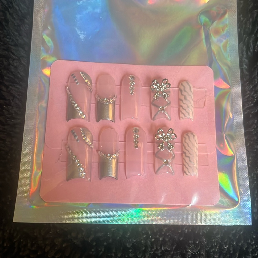 Handmade GelX Nails By Me. Silver